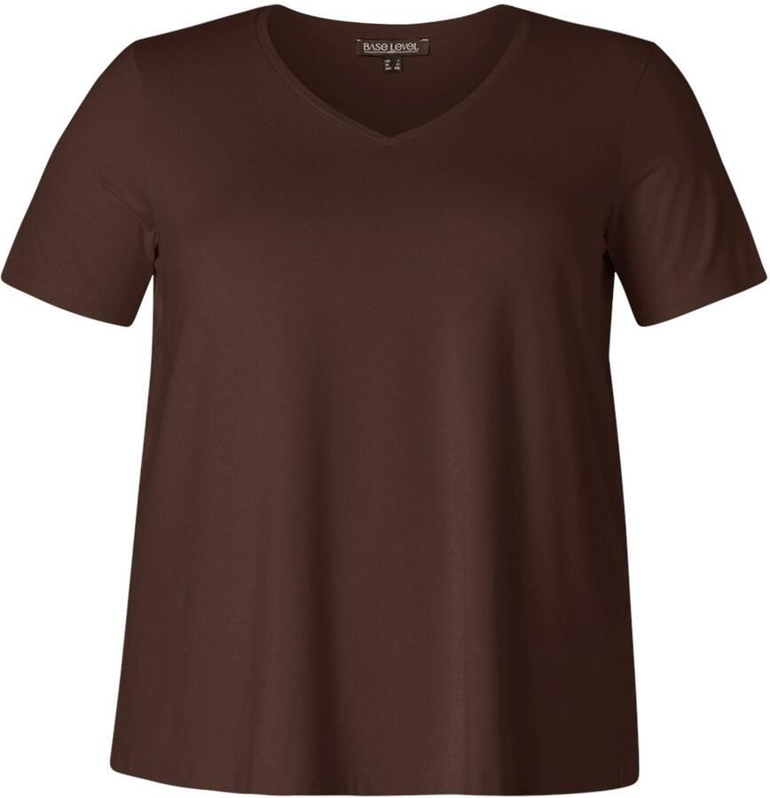 Base Level Curvy T-shirt Alba met v-hals