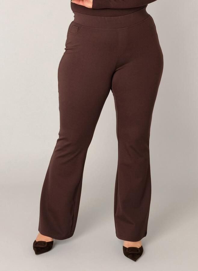 Base Level Curvy flared regular waist flared broek donkerbruin - Foto 4