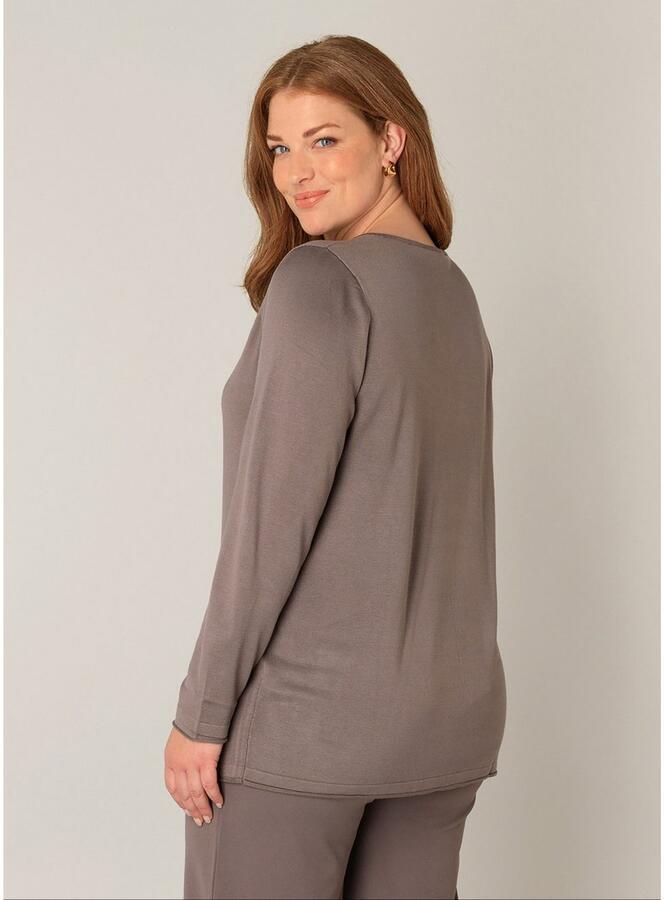 Base Level Curvy fijngebreide trui Anine taupe - Foto 4
