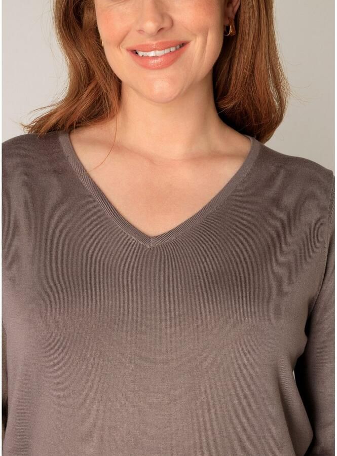 Base Level Curvy fijngebreide trui Anine taupe - Foto 5