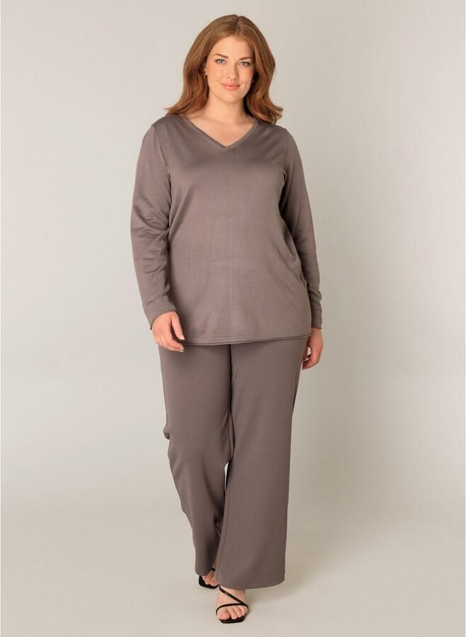 Base Level Curvy fijngebreide trui Anine taupe - Foto 6