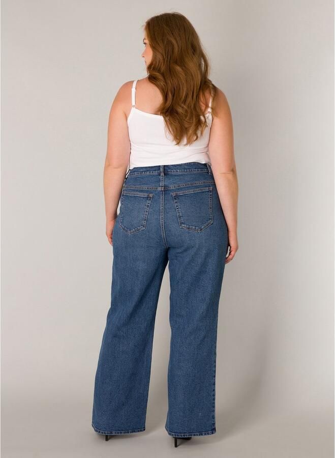 Base Level Curvy high waist wide leg jeans medium blue denim - Foto 4