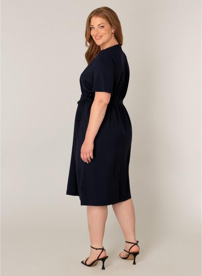 Base Level Curvy A-lijn jurk Yenna met ceintuur donkerblauw - Foto 5