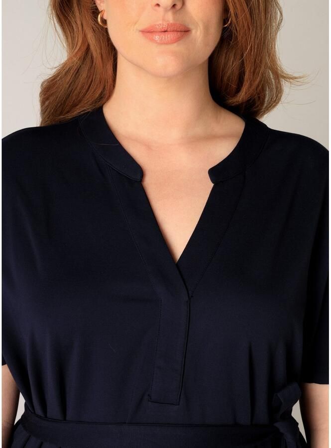 Base Level Curvy A-lijn jurk Yenna met ceintuur donkerblauw - Foto 4