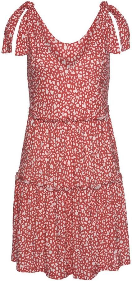 Beachtime Gedessineerde jurk met modieuze volants losse pasvorm zomerjurk strandjurk - Foto 4