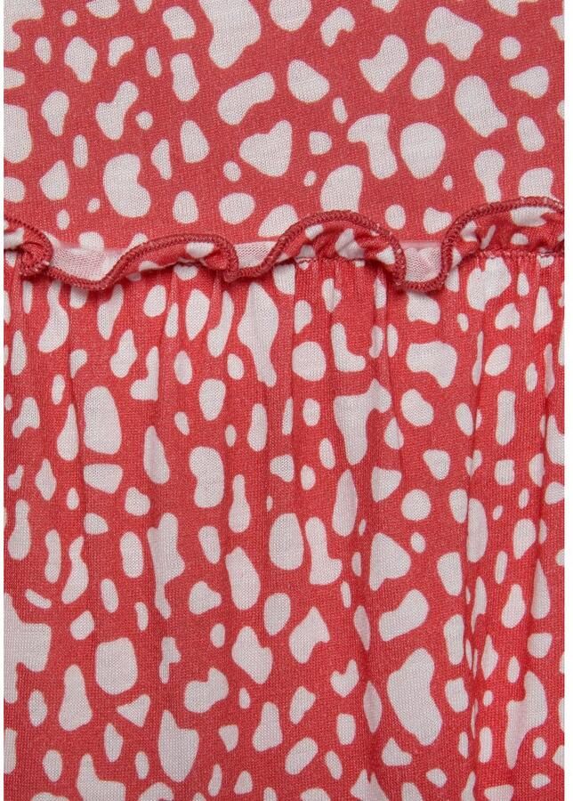 Beachtime Gedessineerde jurk met modieuze volants losse pasvorm zomerjurk strandjurk