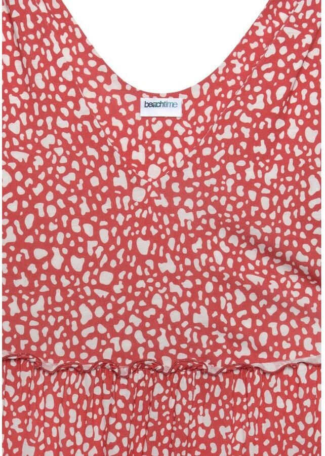 Beachtime Gedessineerde jurk met modieuze volants losse pasvorm zomerjurk strandjurk - Foto 2