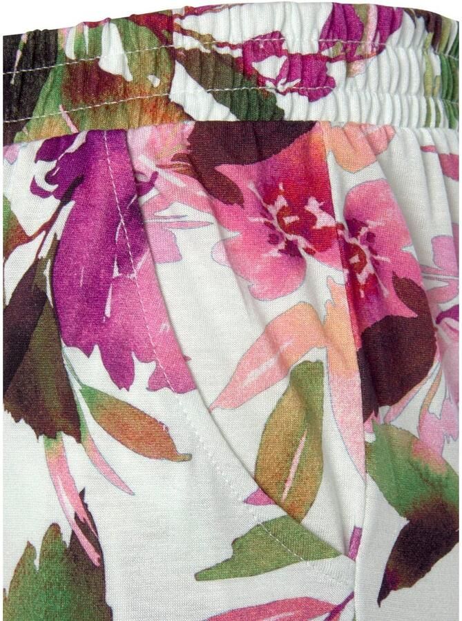 Beachtime Jerseybroek met bloemenprint en elastische tailleband zomerbroek strandbroek