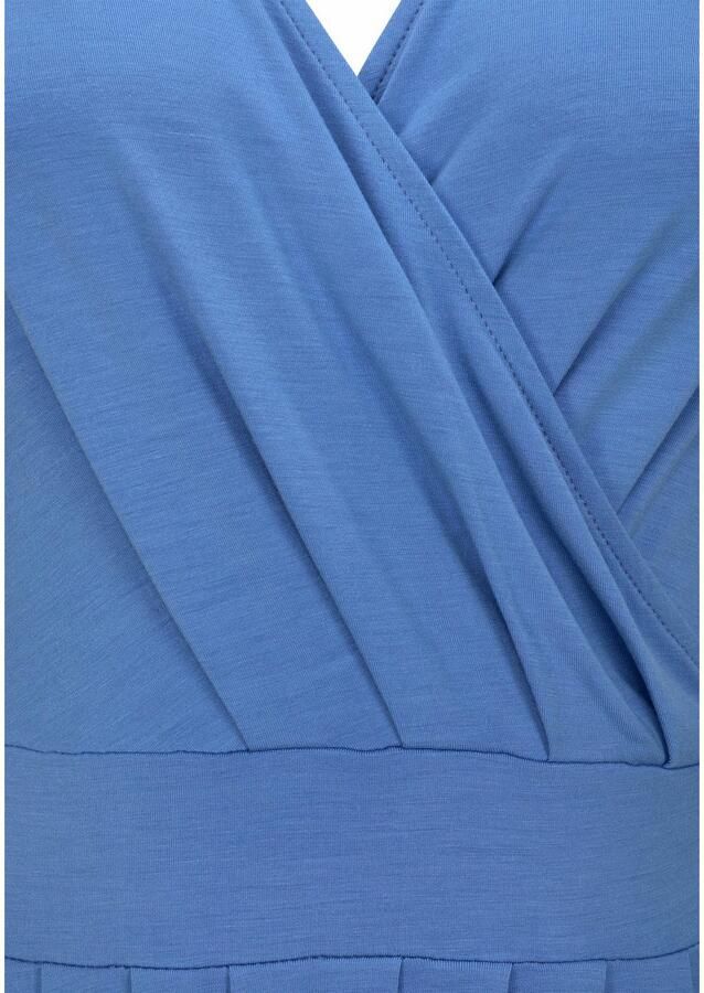 Beachtime Jerseyjurk met diepe v-hals in wikkeloptiek zomerjurk basic