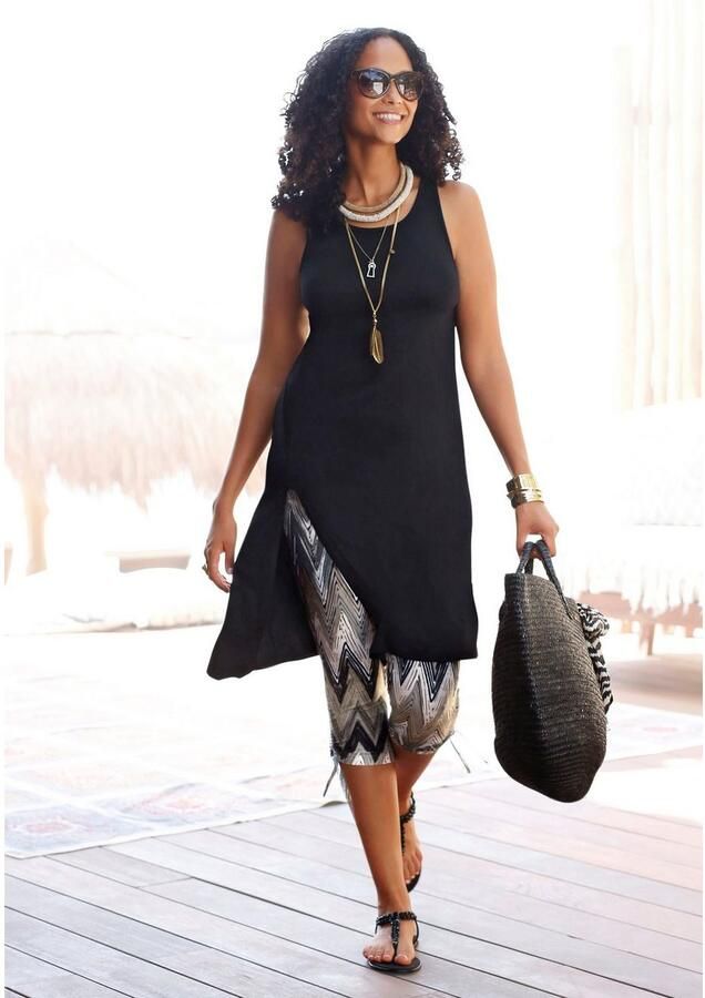 Beachtime Lange top met asymmetrische zoom en split zomerjurk strandjurk - Foto 2