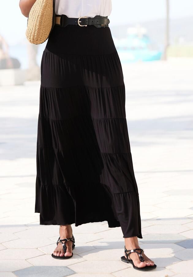 Beachtime Maxirok met volants elastische tricot rok strandrok - Foto 5