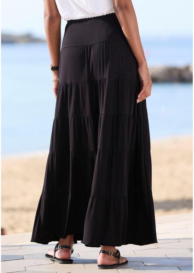 Beachtime Maxirok met volants elastische tricot rok strandrok - Foto 2