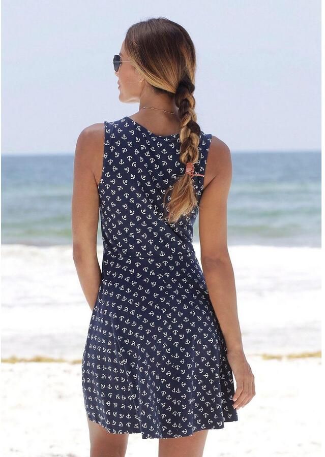 Beachtime Strandjurk met ankerprint zomerjurk van elastisch katoen