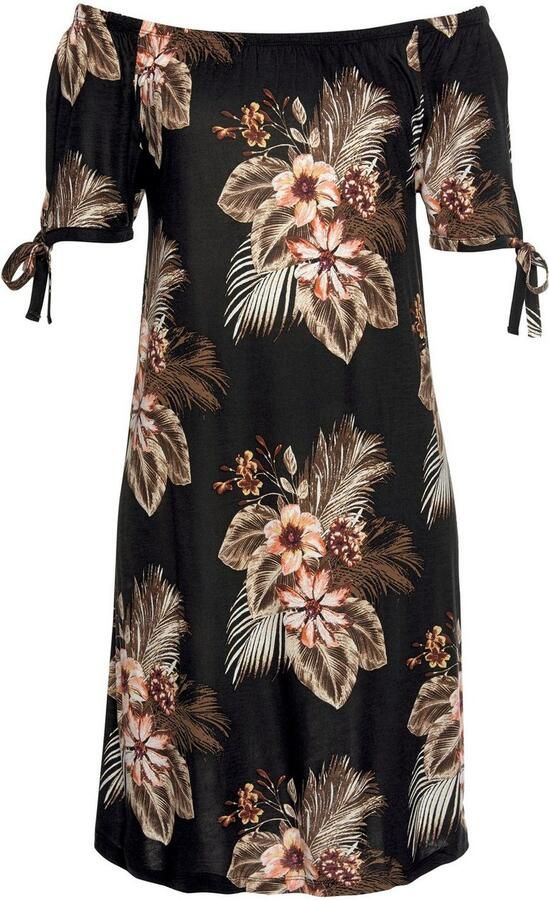 Beachtime Strandjurk met bandjes aan de mouwen en carmen-halslijn zomerjurk - Foto 5