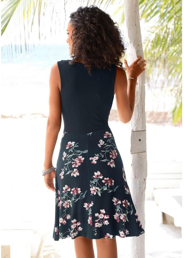 Beachtime Strandjurk met bedrukte rok zomerjurk in wikkellook jersey jurk