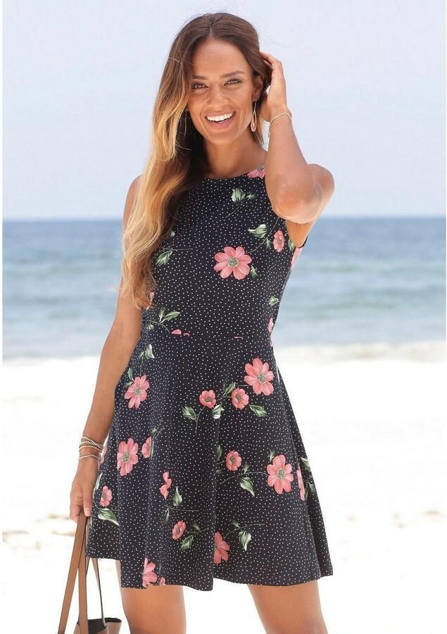 Beachtime Strandjurk met subtiele stippen zomerjurk van elastisch katoen - Foto 3