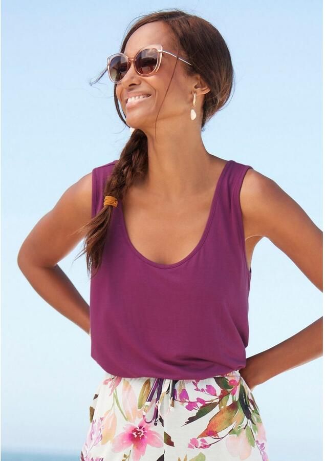 Beachtime Tanktop van viscose losse pasvorm basis (Set van 2) - Foto 3