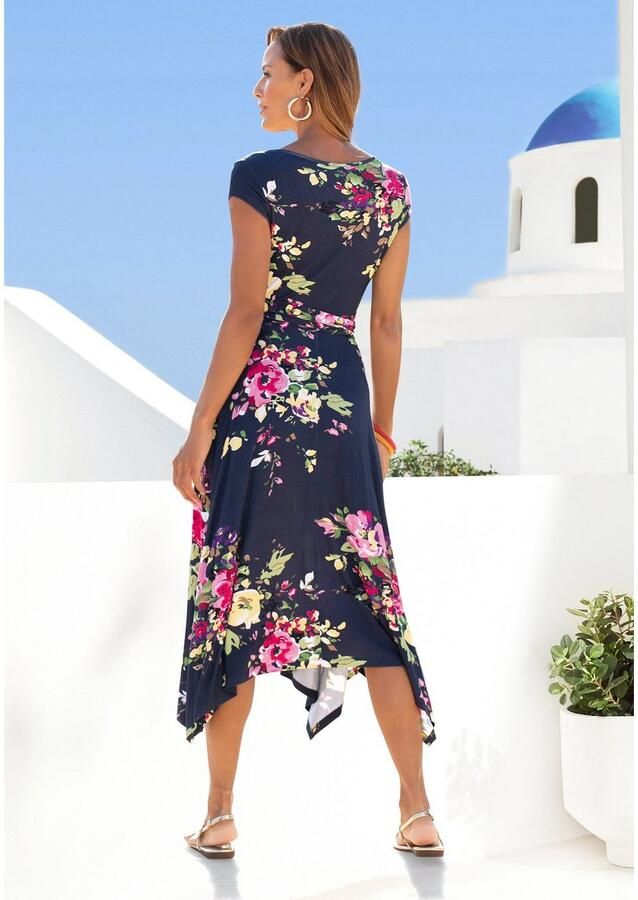 Beachtime Zomerjurk met puntige zoom en strik in de taille jersey jurk strandjurk - Foto 2