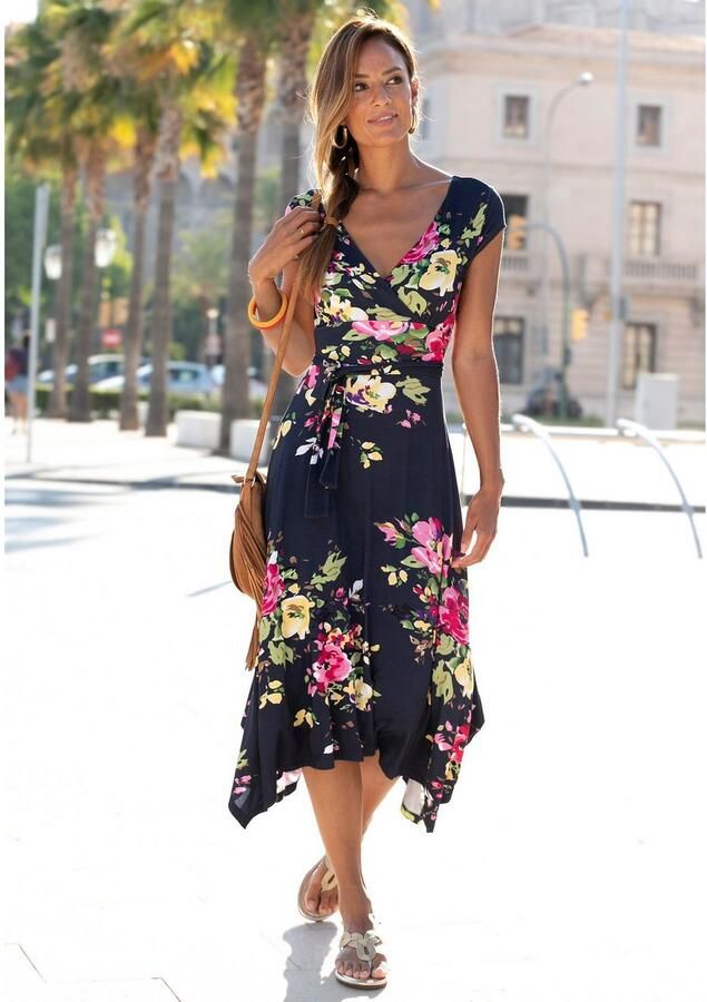 Beachtime Zomerjurk met puntige zoom en strik in de taille jersey jurk strandjurk - Foto 4