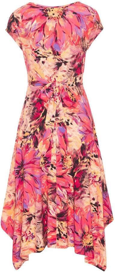 Beachtime Zomerjurk met puntzoom en strik jersey jurk asymmetrisch rokdeel - Foto 5