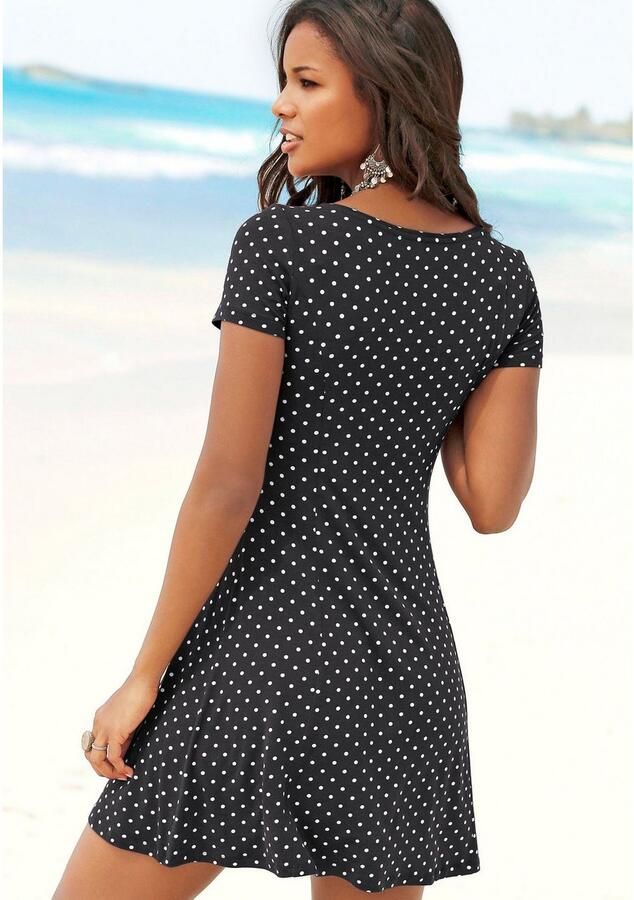 Beachtime Zomerjurk met stippenprint van jersey t-shirtjurk strandjurk - Foto 2