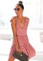 Beachtime Gedessineerde jurk met modieuze volants losse pasvorm zomerjurk strandjurk - Thumbnail 1