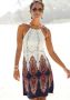 Beachtime Strandjurk met gevlochten bandjes in all-over print kort zomerjurkje - Thumbnail 1