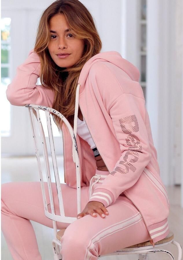 Bench. Capuchonsweatvest met gestreepte boorden en glansprint loungewear loungepak - Foto 3