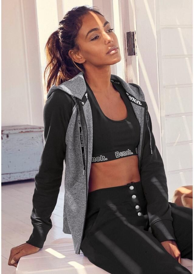 Bench. Loungewear Capuchonsweatvest met kleurafgebakende mouwen loungepak - Foto 3