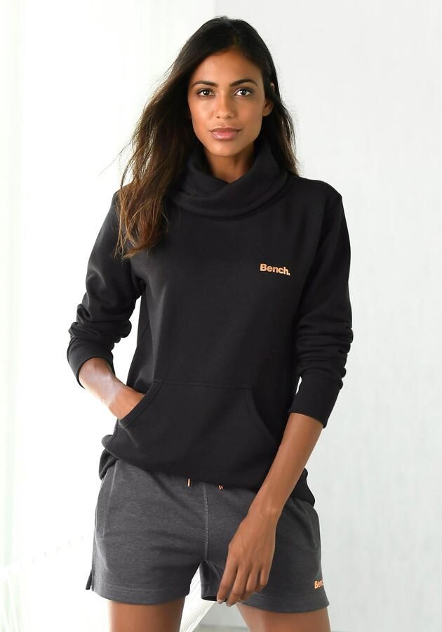 Bench. Loungewear Lang sweatshirt met staande kraag in laagjeslook en kangoeroezak loungewear - Foto 5