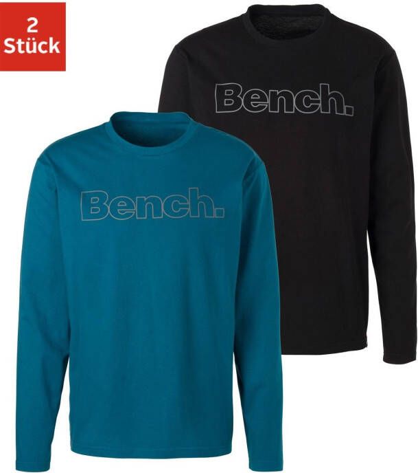 Bench. Loungewear Shirt met lange mouwen met bench-print voor (2-delig)