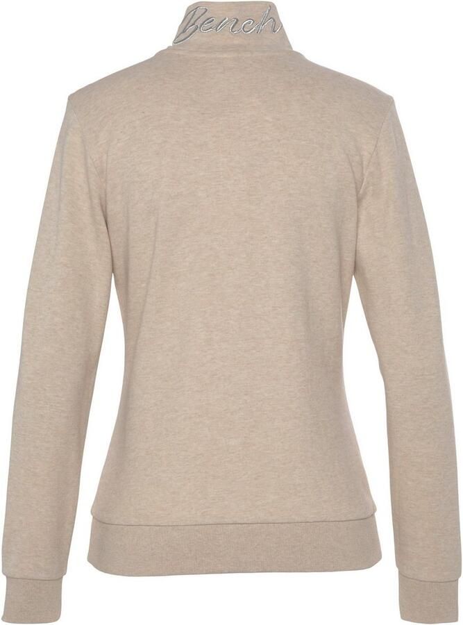 Bench. Loungewear Sweatvest lounge jas met glanzende logostiksel op de staande kraag loungewear