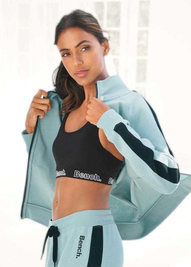 Bench. Loungewear Sweatvest met zijstrepen en staande kraag loungewear