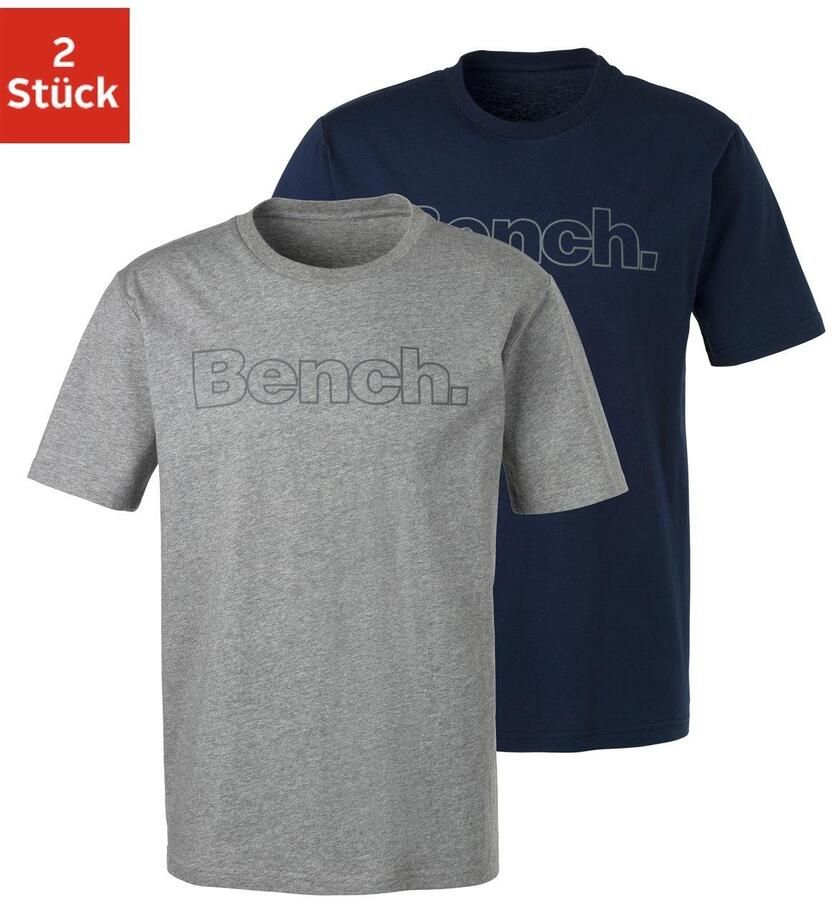 Bench. Loungewear T-shirt met logoprint basic shirt met ronde hals van 100% katoen (2-delig) - Foto 6