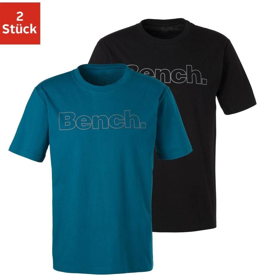 Bench. Loungewear T-shirt met logoprint basic shirt met ronde hals van 100% katoen (2-delig) - Foto 4