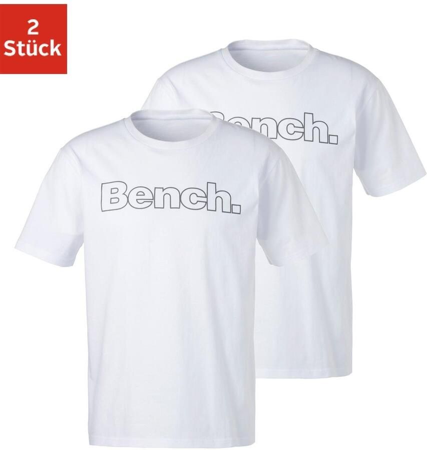 Bench. Loungewear T-shirt met logoprint basic shirt met ronde hals van 100% katoen (2-delig) - Foto 4