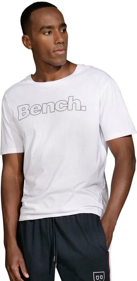 Bench. Loungewear T-shirt met logoprint basic shirt met ronde hals van 100% katoen (2-delig) - Foto 3