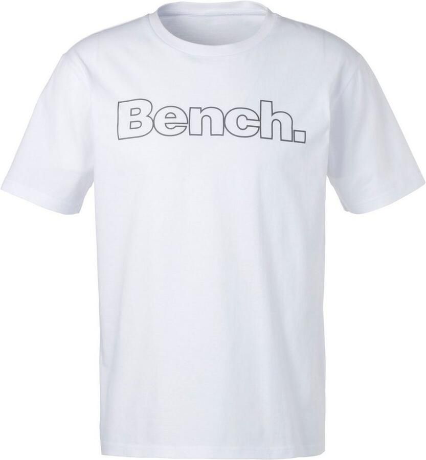 Bench. Loungewear T-shirt met logoprint basic shirt met ronde hals van 100% katoen (2-delig)