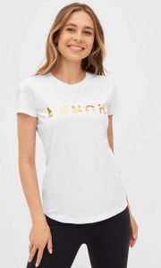 Bench. T-shirt minimalistisch logo-design met metallic print