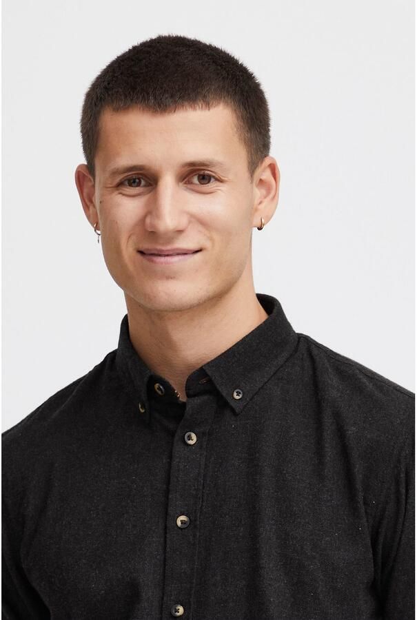 Blend gemêleerd regular fit overhemd BHBurley zwart - Foto 4