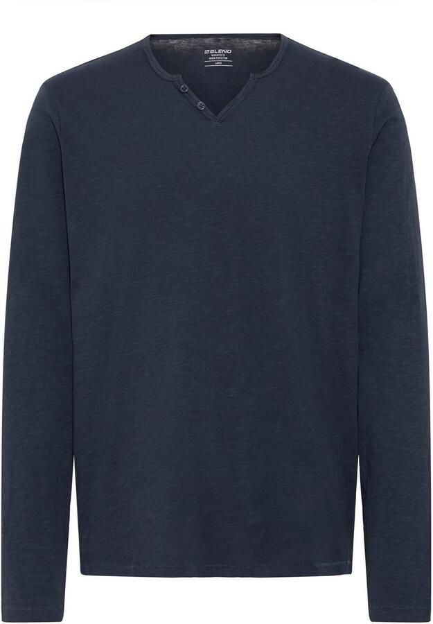 Blend Shirt met lange mouwen en korte knoopsluiting model 'IVALDE'