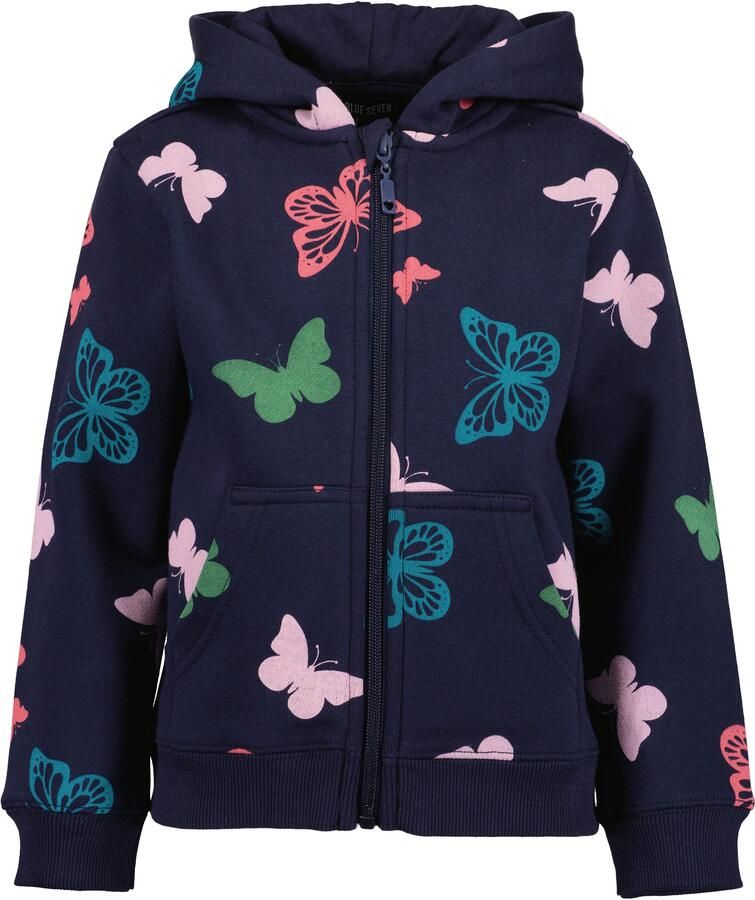 Blue Seven Capuchonsweatvest met kangoeroezak en leuke vlinder-all-overprint - Foto 3