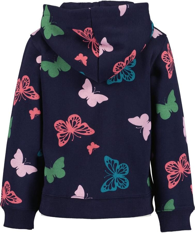 Blue Seven Capuchonsweatvest met kangoeroezak en leuke vlinder-all-overprint