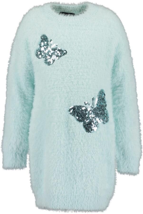 Blue Seven Gebreide jurk in bouclé-look en met geweldige pailletten-vlinders - Foto 3