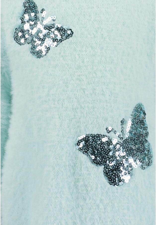 Blue Seven Gebreide jurk in bouclé-look en met geweldige pailletten-vlinders