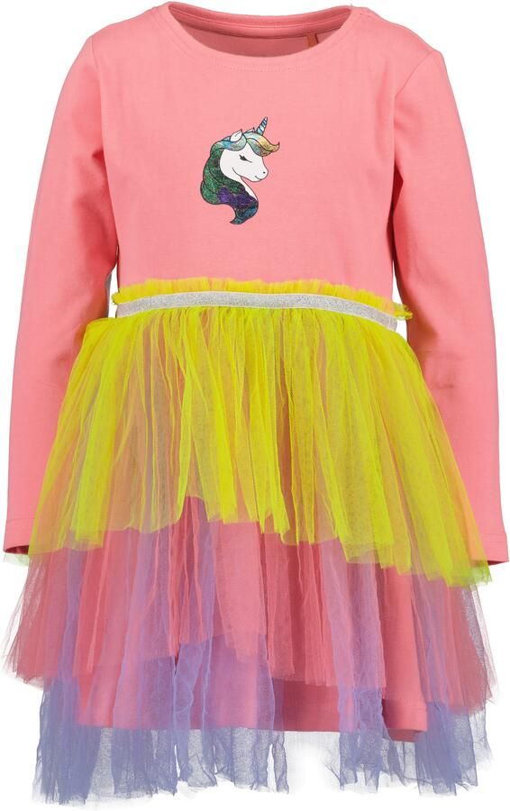 Blue Seven Jerseyjurk met tule volants en eenhoornmotief - Foto 3