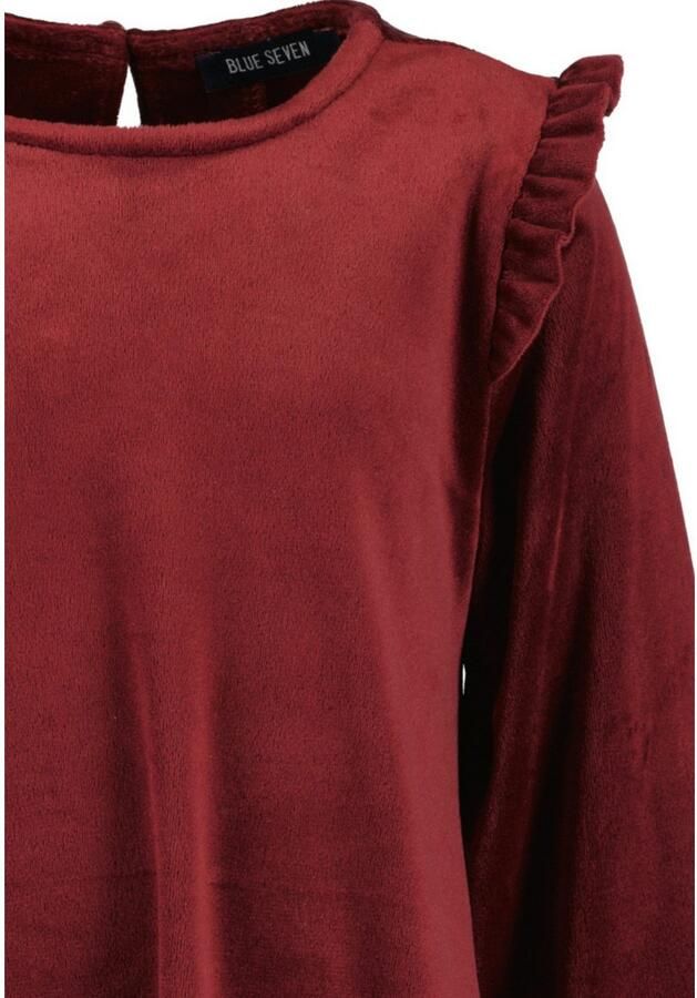 Blue Seven Sweatjurk in fluweelachtige look en met schattige ruches