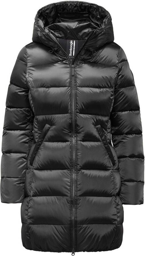 BomBoogie Lang down jas in heldere nylon Zwart Dames