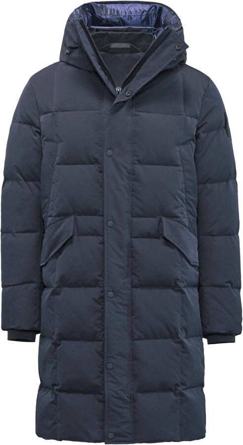 BomBoogie Lang down jas in katoenen blend nylon Blauw