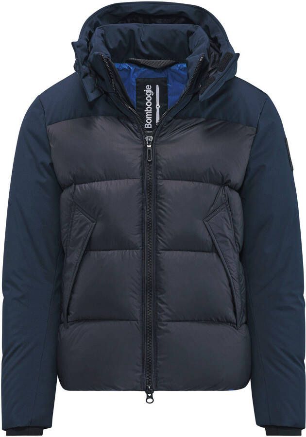 BomBoogie Korte Bimateriaal Gewatteerde Jas Blauw Heren